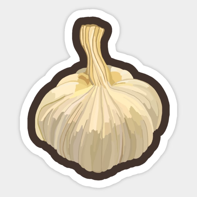 White Garlic Bulb Sticker by Art by Deborah Camp